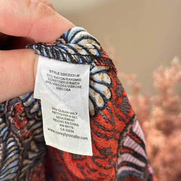 ANTHROPOLOGIE x COREY LYNN CALTER Doriane Midi Dress Red Purple Sz XS {U44} - Picture 7 of 7